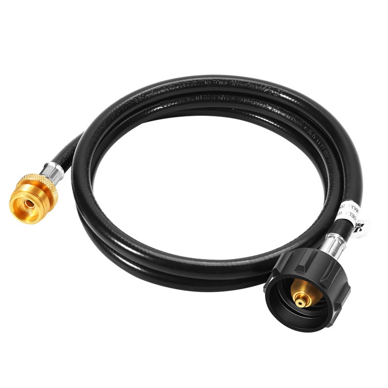 GasSaf 5FT Propane Hose, Propane Adapter 1lb to 20lb Converter, Propane Tank Gas Grill Hose Suitable for Weber Q Grill, Coleman Camping Stove, Buddy Heater and More Portable Grills - Image 1